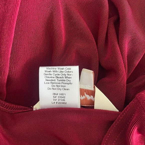 Norm Thompson Red Long Sleeve Asymmetrical Hem Slinky Top - Picture 6 of 6